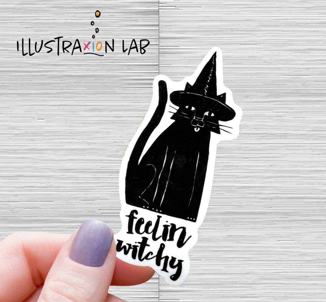 Feelin Witchy Sticker | Funny Sticker | Gag Gift | Black Cat Sticker ...