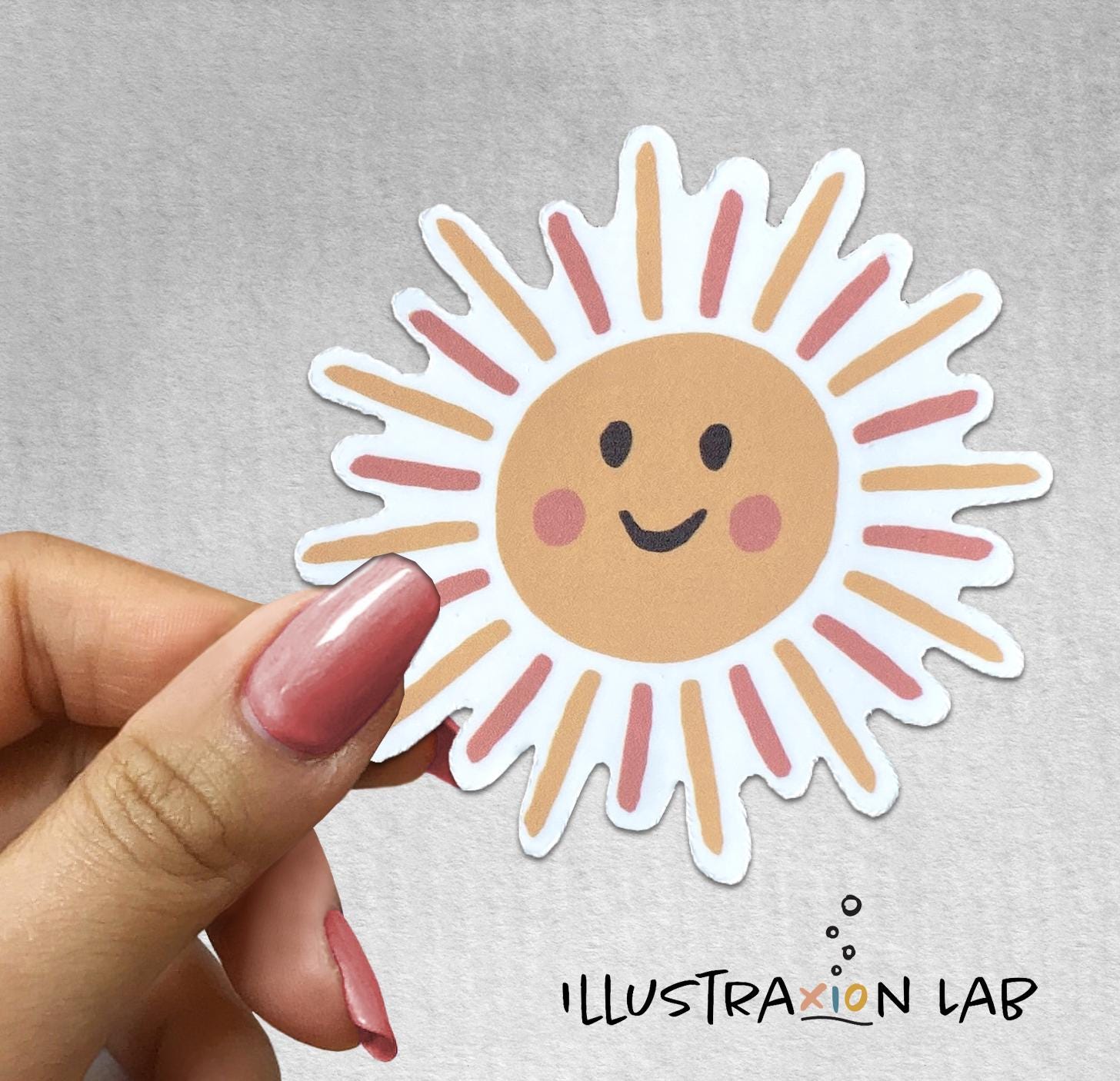 Sun Face Fun Sticker Sun Sticker | Happy Sun | Smiley Face Sticker | Sunshine | Great Gift ...