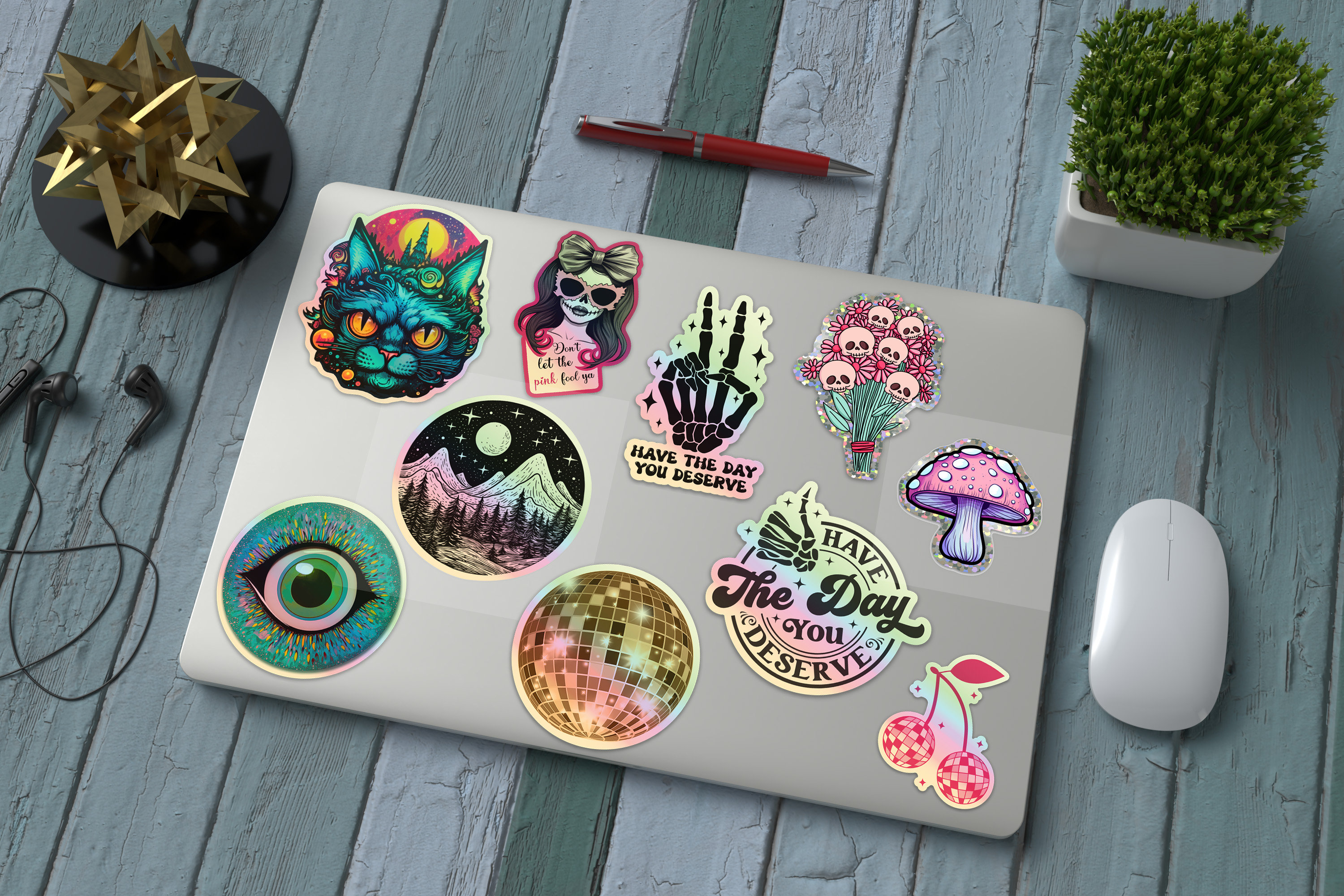 Stratosphere Sticker Holographic UFO Sticker | Space Sticker | Mountain Sticker | Night Sky ...