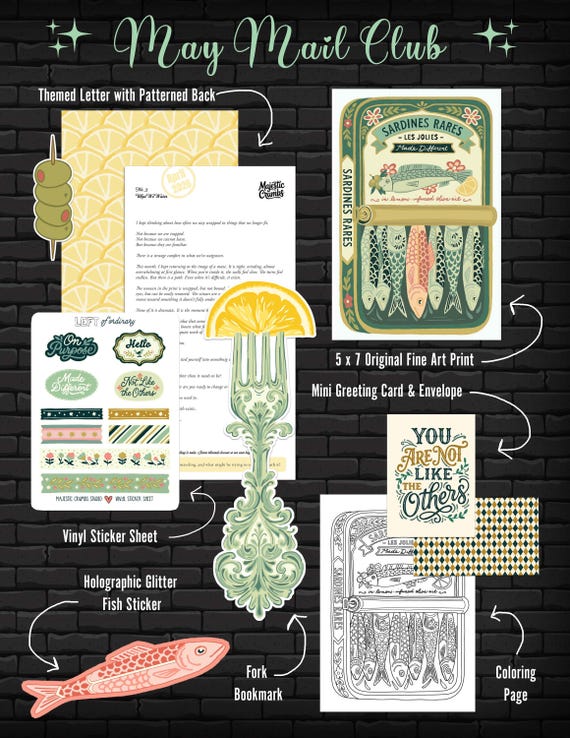 Catch-Up Mail (May 2026) | Snail Mail Club | Monthly Letter | Stickers, Art Print, Bookmark & Letter | Handmade Bundle | Cozy Subscription