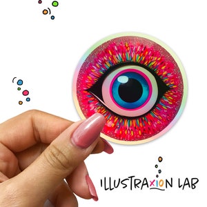 Holographic Blue Eyed Sticker | Celestial Eye Sticker | Neon Sticker | Eye Sticker | Water Bottle Sticker | Pretty Sticker | Laptop Decal