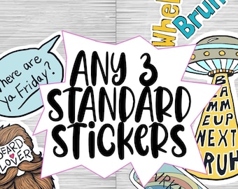 Any 3 Standard Stickers | Sticker Bundles | Sticker Custom Pack | Choose Your Own Sticker Bundle | Water Bottle Stickers | Laptop Decal |