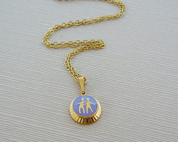 Vintage .. Necklace, Charm, Chain Gemini Twins Ho… - image 3