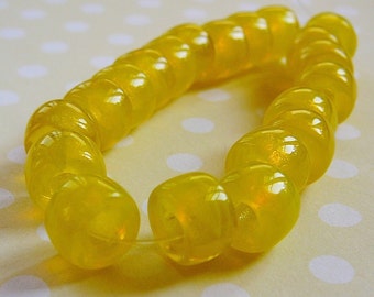 Vintage .. Bead Sunny Yellow Tire Rondel Spacers Sunshine