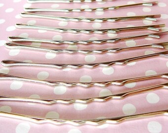 Bobby Pins, 10 Czech Hair Pin Blanks, Silvertone