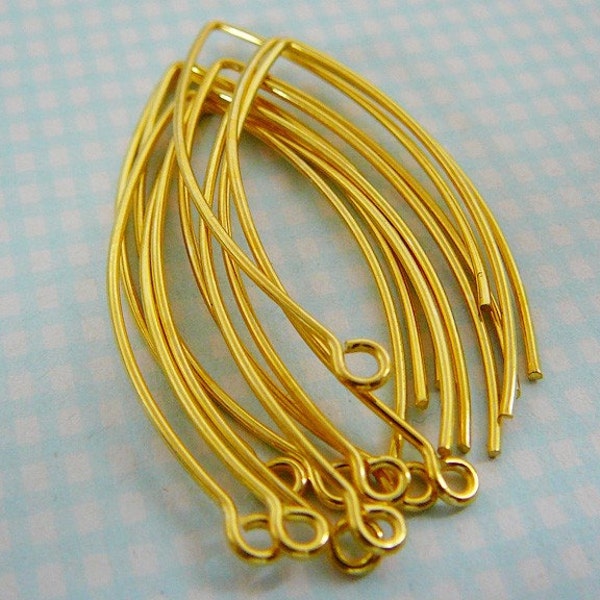 5 pair Bent Oval 22kt Vermeil Earwires (38mm)
