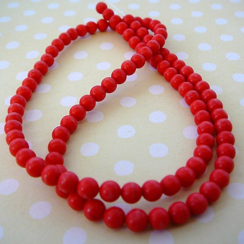 Coral Beads 4mm reconstituted Round Etsy