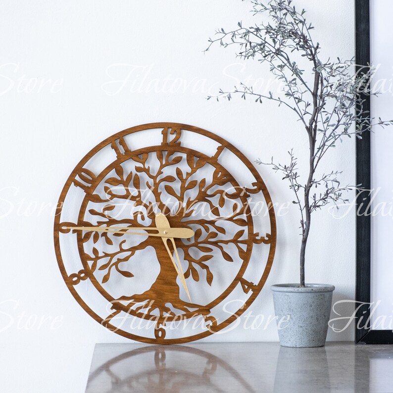 Large Tree of Life Clock, Tree Clock, Celtic Wall Clock, Wooden Wall ...
