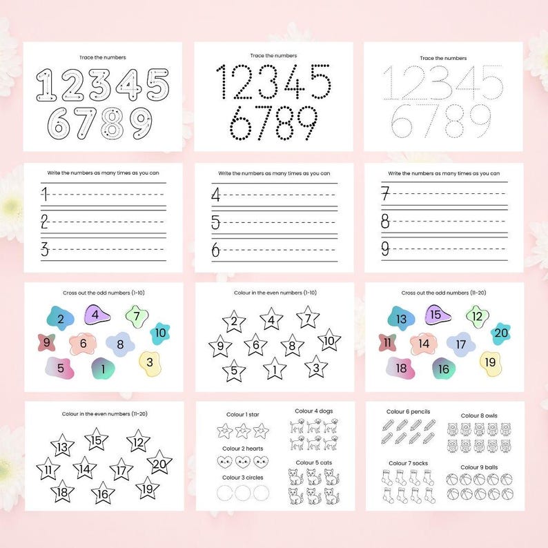 Numbers 1–10 Activity, Pack Printable Preschool & Kindergarten, Math ...