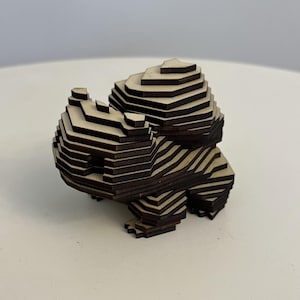 Bulbasaur 3D Low Poly: modelo apilable cortado con láser / SVG, DXF + código G / Incluye versiones pequeña y grande / Descarga digital
