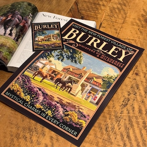 Burley, New Forest 1930er Jahre Reiseplakat (Portrait) Poster oder Postkarte
