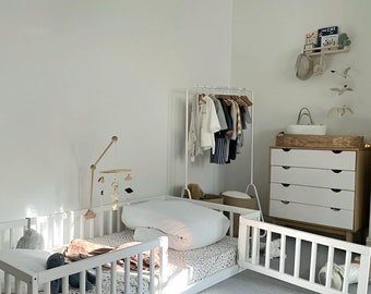Toddler Floor Bed with Round Rails and Door Option | Montessori Inspired Bed | Toddler Bed | Co-Sleeping Bed | Bodenbett
