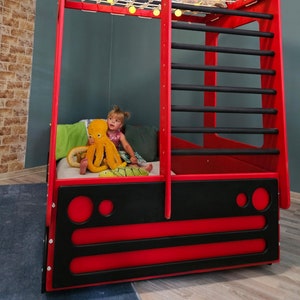 Kids Universe London Bus Bed | Eco-Friendly, Fun and Functional Bed for Kids | Bodenbett | Montessori Inspired bed | Car Bed | 3+ Years