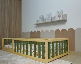 Toddler Floor Bed, With Door Option, Choose The Color Option, Wooden Toddler Bed, Handmade Children's Bed, Montessori Inspired Bed, Kids Bed