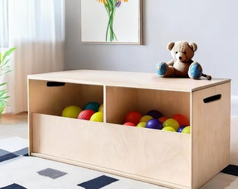 Toddler Storage Box | Handcrafted | Montessori toy shelf | Wooden Toy Organizer | plywood storage cabinet | Toys storage furniture | Toy Box