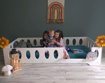 Plywood Toddler Floor Bed with Optional Entrance Placement | Montessori Inspired Bed | Sturdy and Safe Design, Easy Assembly | Bodenbett