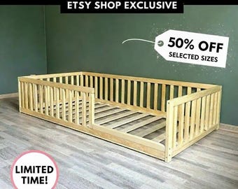 Black Friday Deal | Montessori Inspired Bed | Floor Bed with Rails | Toddler Bed | Co-Sleeping Bed | Bodenbett