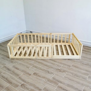 Handcrafted Toddler Floor Bed |Wooden Bed| Children&#39;s Furniture | Floor Bed Frame | Inspired by Montessori Floor Bed| Floor Sofa | Bodenbett