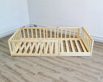 Handcrafted Toddler Floor Bed |Wooden Bed| Children's Furniture | Floor Bed Frame | Inspired by Montessori Floor Bed| Floor Sofa | Bodenbett
