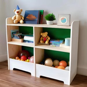 White Bookshelf for Toddlers | Wooden Toddler Bookshelf | Kids Furniture | Shelf for Kids | Modern Bookshelf | Plywood Bookshelf