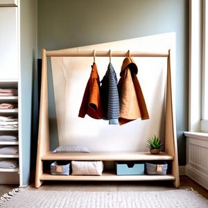 Children&#39;s Wardrobe | Clothes Storage | Playroom Furniture | Kids Clothing Rack | Without hangers | Closet Organization