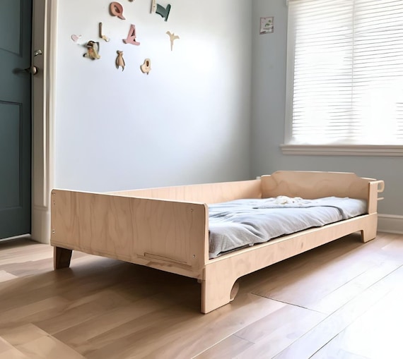 Montessori Inspired Floor Bed With Legs and Slats Handmade Plywood Bed Kids Wooden Bed Children s Floor Bed Portable Toddler Bed Etsy