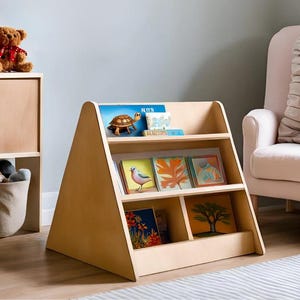 Toddler Bookshelf Montessori Inspired | Wooden Toddler Bookshelf | Kids Furniture | Shelf for Kids | Modern Bookshelf | Plywood Bookshelf