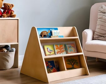 Toddler Bookshelf Montessori Inspired | Wooden Toddler Bookshelf | Kids Furniture | Shelf for Kids | Modern Bookshelf | Plywood Bookshelf