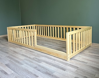 Toddler Floor Bed Choose The Color Option | Montessori Inspired Bed | Floor Bed with Rails | Toddler Bed | Co-Sleeping Bed | Bodenbett