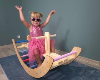Two-In-One Arch and Rocker for Toddlers | Montessori Inspired Wooden Swing and Arch