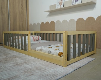 Toddler Floor Bed, With Door Option, Choose The Color Option, Safe Sleeping Bed, Eco-Friendly Kids Bed, Scandinavian Style Bed