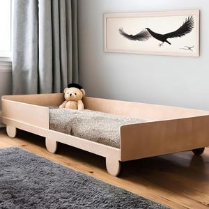 Toy Bed for Toddlers Car Details | Handmade Plywood Bed |Children&#39;s Bed | Bodenbett | Montessori Inspired bed | Truck Bed