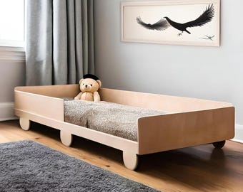Toy Bed for Toddlers Car Details | Handmade Plywood Bed |Children's Bed | Bodenbett | Montessori Inspired bed | Truck Bed