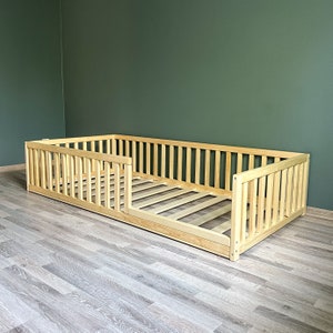 Cama infantil según estándares de EE. UU. - Espacio entre rieles de 6,3 cm / Muebles infantiles / Inspirada en la cama de suelo Montessori