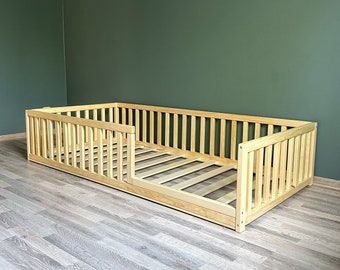 Toddler Bed for US Standards - 2.48 in (6.3 cm) in Gap Between Rails | Children's Furniture | Inspired by Montessori Floor Bed, kid's bed