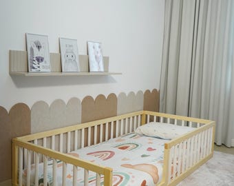 Toddler Floor Bed With Door Option, Montessori-Inspired Bed, Floor Bed with Rails, Toddler Bed, Co-Sleeping Bed, Bodenbett, Kinderbett