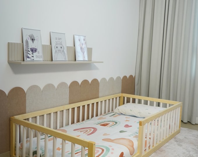 Featured listing image: Toddler Floor Bed With Door Option, Montessori-Inspired Bed, Floor Bed with Rails, Toddler Bed, Co-Sleeping Bed, Bodenbett, Kinderbett