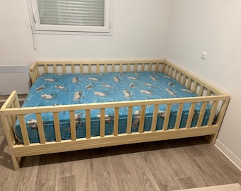 Toddler Bed with Legs and Rails | Montessori Inspired Bed | Handcrafted Floor Bed with Risers | Transition Bed for Toddlers | Bodenbett