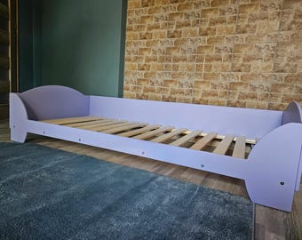 Toddler Handmade Floor Bed | Montessori Plywood Bed | Kids Wooden Bed with Rails | Toddler Bed with Legs and Slats | Co-Sleeping Bed