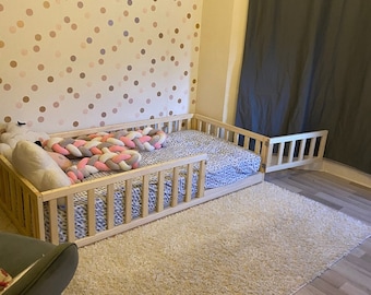 Toddler Floor Bed with Door | Montessori Inspired Bed | Floor Bed with Rails | Toddler Bed ETSY store  https://ecokidsuniverse.etsy.com