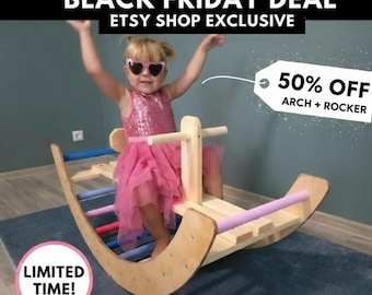Black Friday Deal Montessori Inspired Wooden Swing and Arch