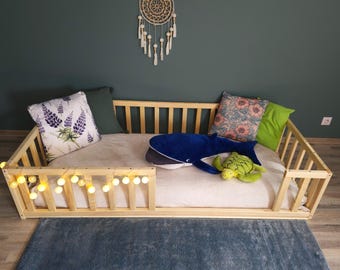 Toddler Floor Bed , Montessori Bed , Floor Bed Frame with Optional Slats, Multiple Color Options Available ,Bodenbett, Kinderbett, Bed Frame