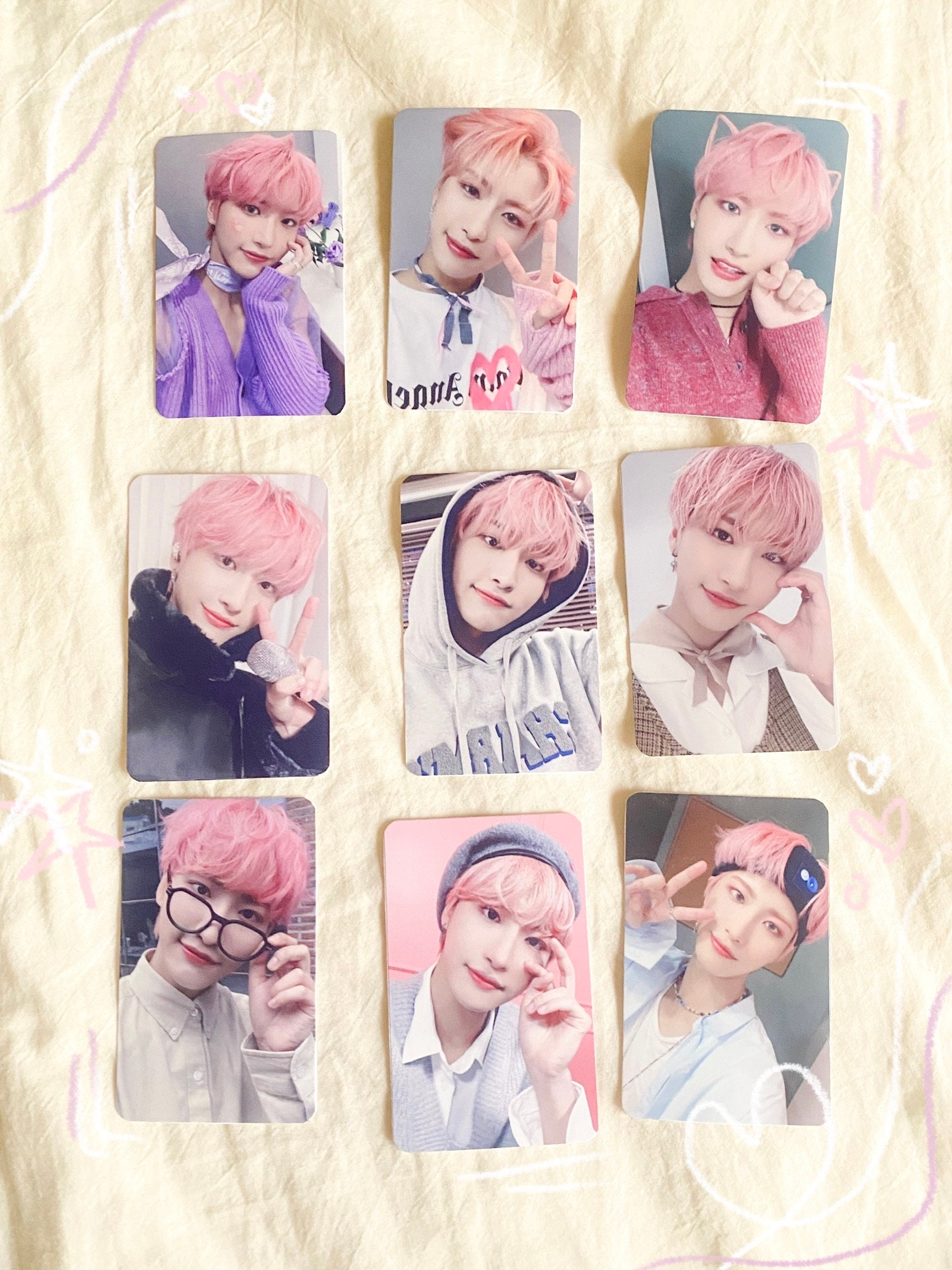 タレントカード ATEEZ MAKESTAR PINK CATSEONGHWA sign USA ATEEZ Seong Hwa Photocard Witness Makestar Lucky Draw pink