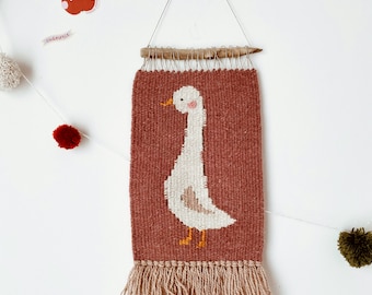 Goose handwoven wallhanging, kids room, vintage, nursery, baby, tapestry