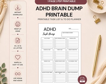 ADHD Brain Dump Printable | Task List & To-Do Planner (Digital Download)