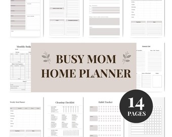 Busy Mom Home Planner Printable, Organization Binder (PDF Download)