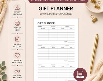 Gift Planner Printable | Gift List & Budget Organizer