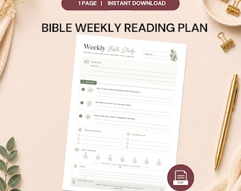 Minimalist Weekly Bible Study Planner | Scripture Reflection Journal (Digital Download)