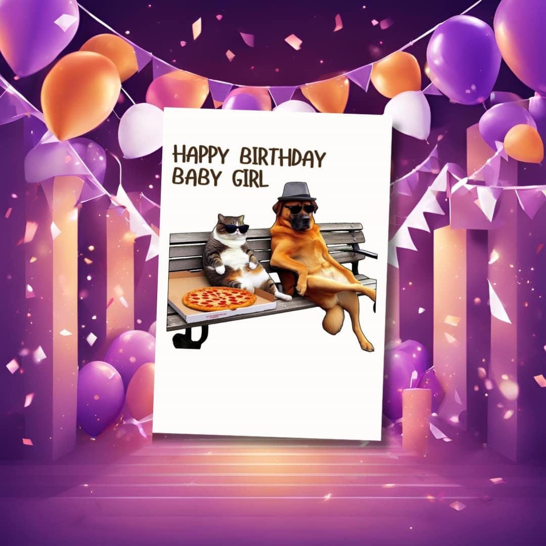 Funny Dog and Cat Birthday Card Digital Download Printable Humorous ...