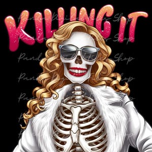 Pretty Skeleton PNG, Killin It Design, Digital Download Art, Halloween ...